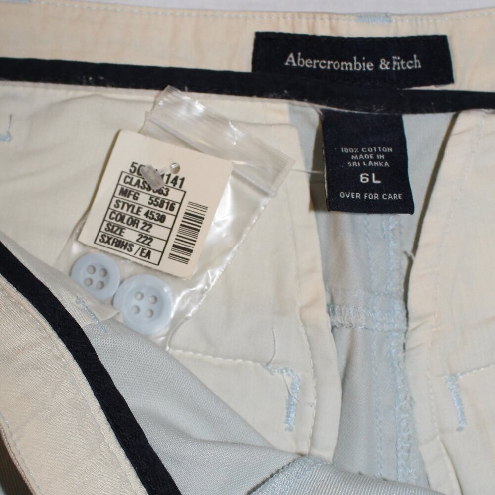 NWT - Abercrombie & Fitch Dusty Blue Sz 6 Long Chino Pant Button Fly Flap Pocket - Picture 12 of 15